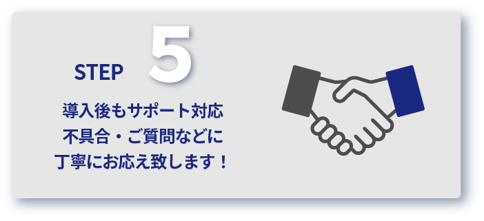 システム本稼働　本稼働後も充実したサポート対応。不具合・ご質問・ご要望など、些細なことでも丁寧にお応えいたします。