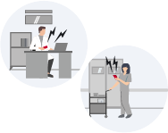 病棟内の医療スタッフが着信鳴動により事態に気付き、どこで何が起きたかを把握します。